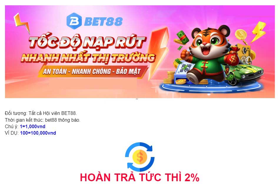 Khuyến mãi hoàn trả thần tốc cho hội viên