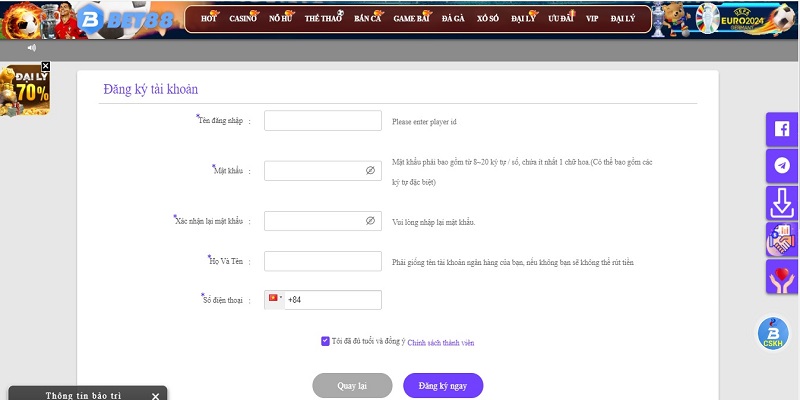 Chi tiết thao tác đăng ký BET88 nhanh chóng cho người mới
