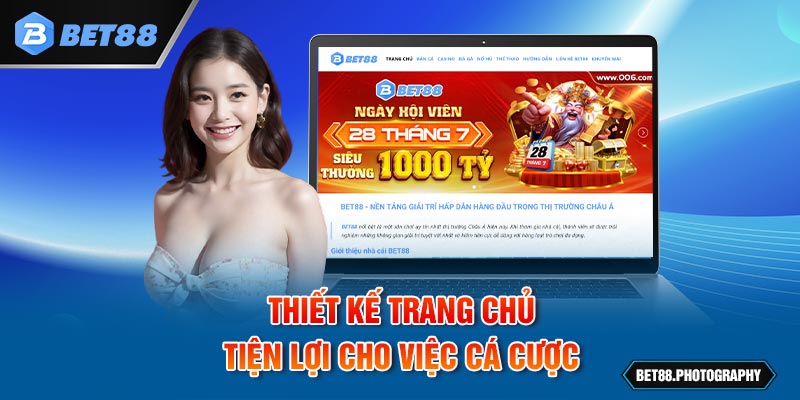 Thiết kế trang chủ tiện lợi cho việc cá cược